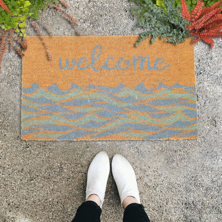 Lovely Design Doormat Home Decor Nautical Welcome Waves