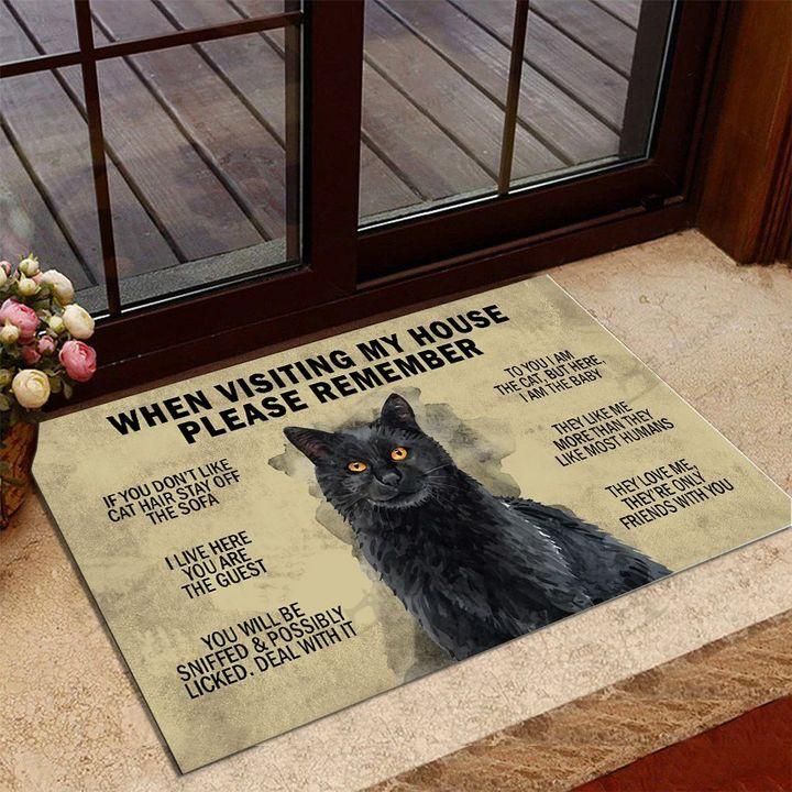 Doormat Home Decor Nice Black Cat When Visiting My House