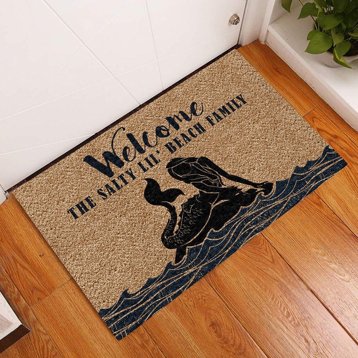 Doormat Home Decor Welcome The Salty Lil' Beach Family Mermaid