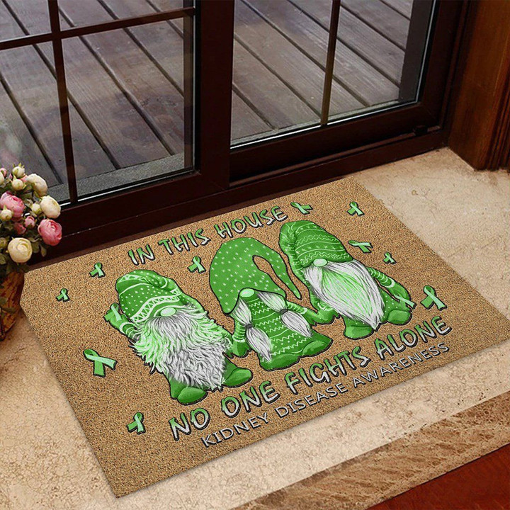 In This House No One Fights Alone Kidney Awareness Design Doormat Home Decor