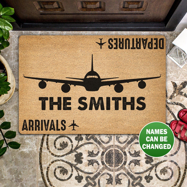 Classic Arrivals Departures Doormat Home Decor Custom Name