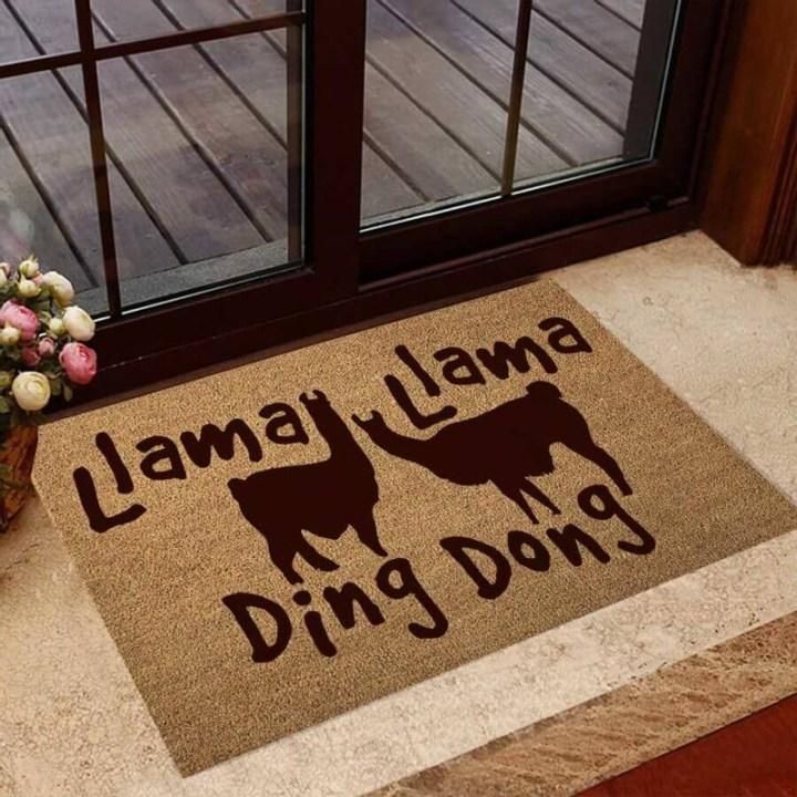 Llama Ding Dong Funny Animal Doormat Home Decor