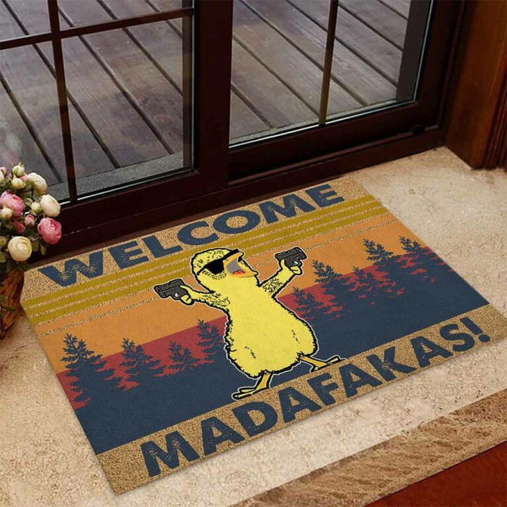 Retro Doormat Home Decor Welcome Madafakas Chicken Coir