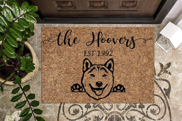 Shiba Inu Funny Dog Custom Name Design Doormat Home Decor