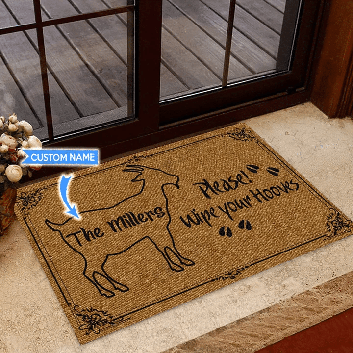 Special Doormat Home Decor Custom Name Goat Please Wipe Your Hooves