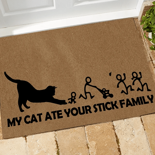 Funny Doormat Home Decor My Cat Ate Your Stick Family