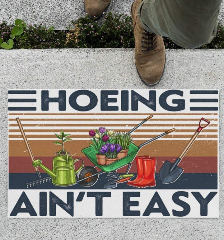 Retro Gardening Hoeing Ain't Easy Design Doormat Home Decor