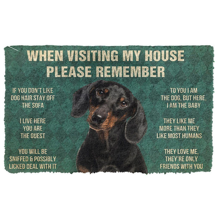 Sweet Dachshunds House Rules Please Remember Doormat Home Decor