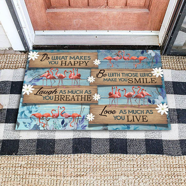 Summer Doormat Home Decor Flamingo Do What Makes You Happy