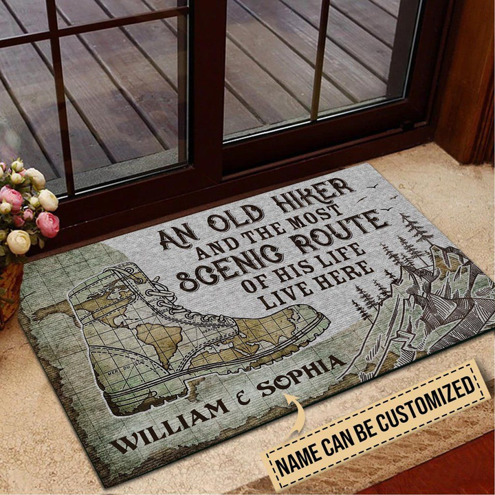 Classic Doormat Home Decor Custom Name Hiking An Old Hiker Live Here