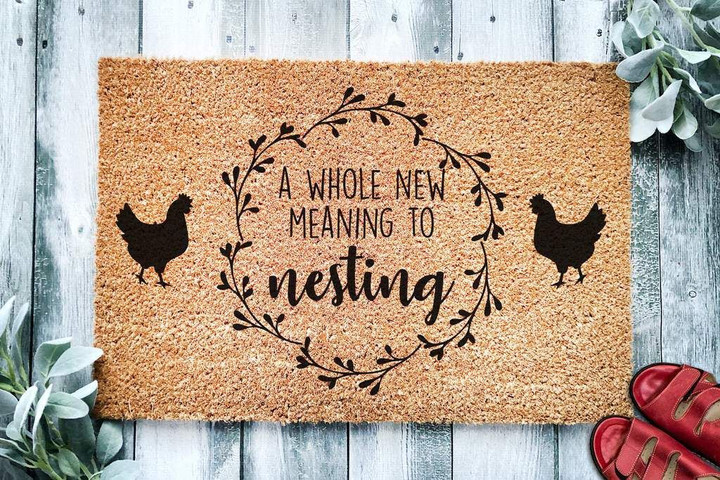 Beautiful Doormat Home Decor A Whole New Meaning To Nesting Chicken