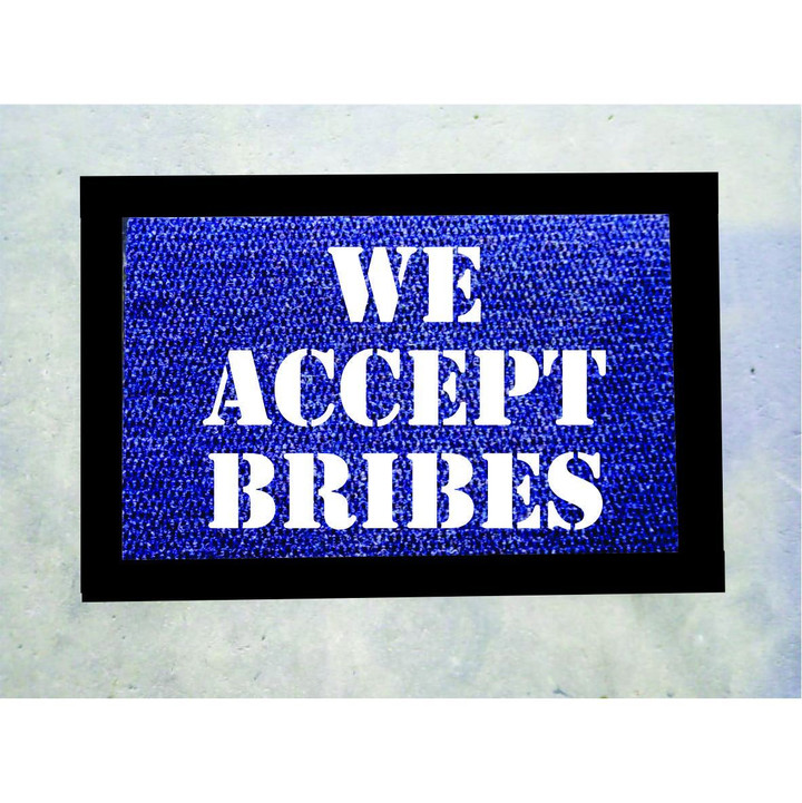 We Accept Bribes Greeting Quote Doormat Home Decor