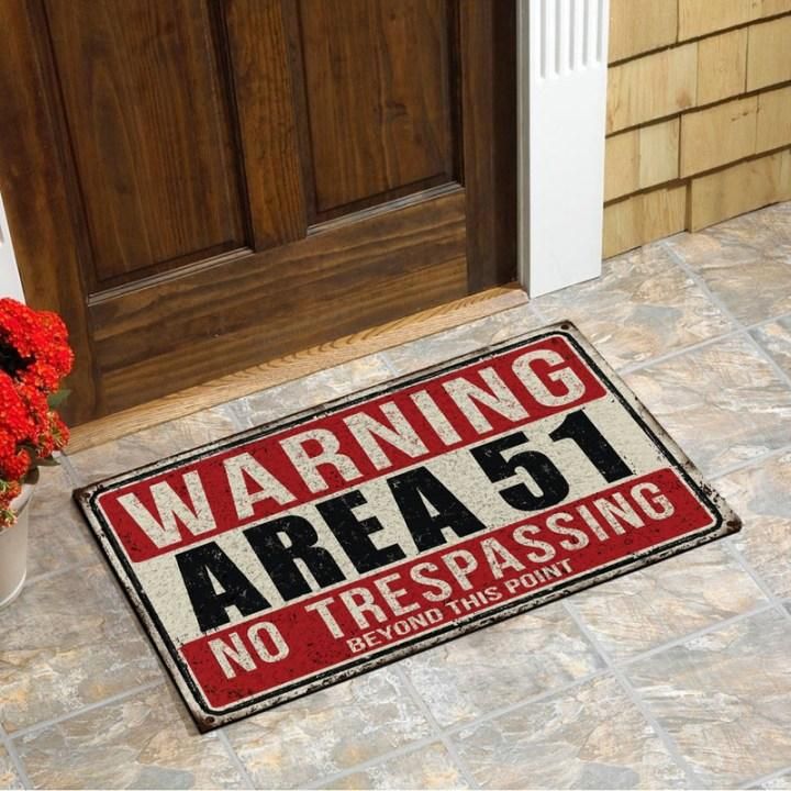Warning Area 51 No Trespassing Beyond This Point Design Doormat Home Decor