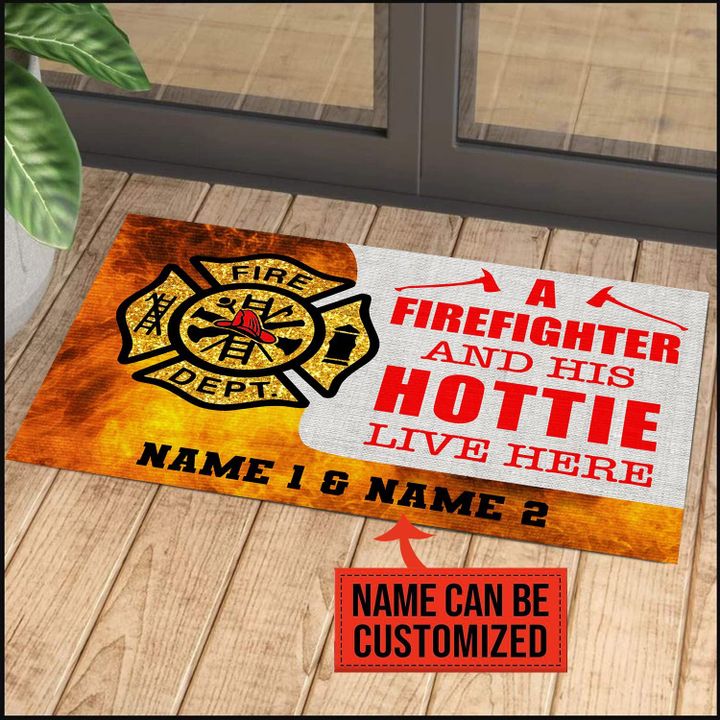 Unique Doormat Home Decor Custom Name A Firefighter And His Hottie Live Here