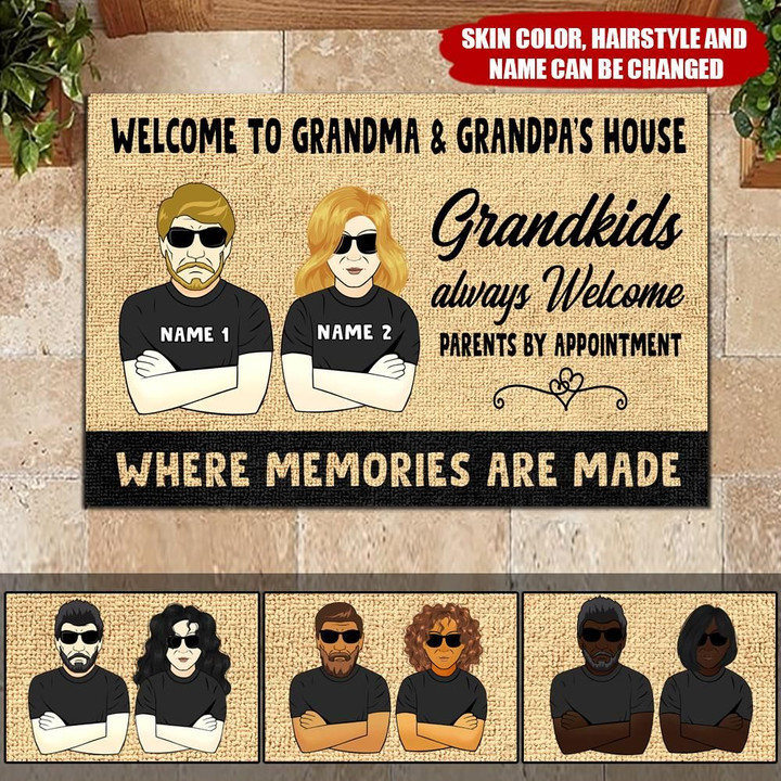 Where Memories Are Made Grandpa And Grandma's House Custom Name Doormat Home Decor