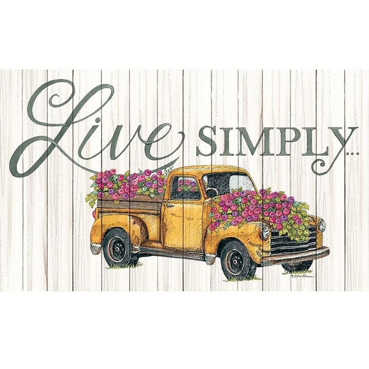 Hello Spring Live Simply Yellow Truck Design Doormat Home Decor