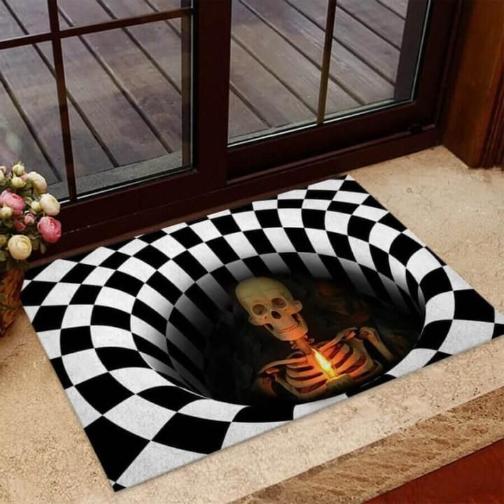 Illusion Skeleton Mysterious Skull Design Doormat Home Decor