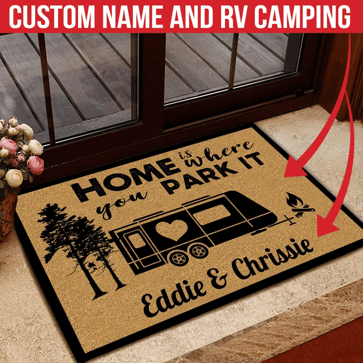 Custom Name Doormat Home Decor Camping Home Is Where You Park It