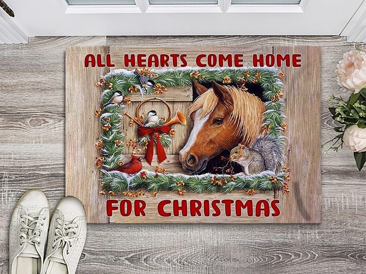 Nice Doormat Home Decor Horse All Hearts Come Home For Christmas