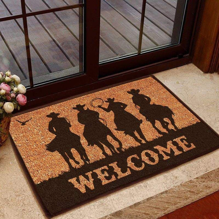 Welcome Horse Cowboys Shade Design Doormat Home Decor