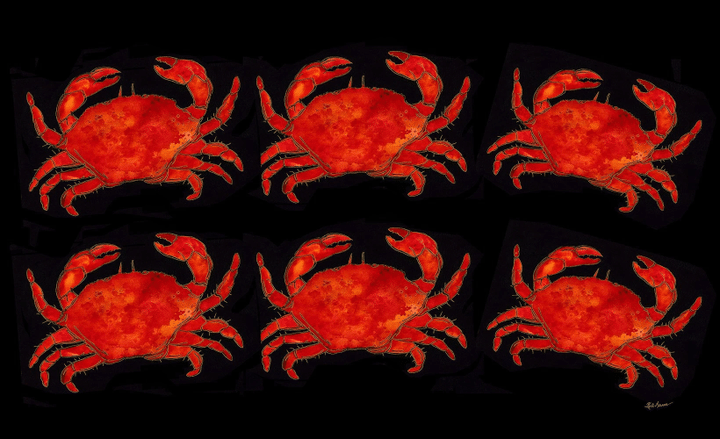 Dungeness Crab On Black Background Pattern Design Doormat Home Decor