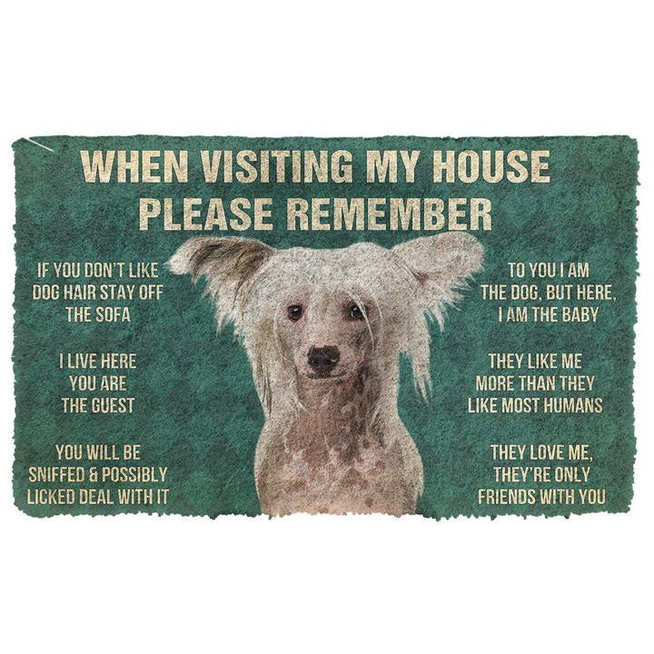 3d Please Remember Chinese Crested Dogs House Rules Design Doormat Home Decor