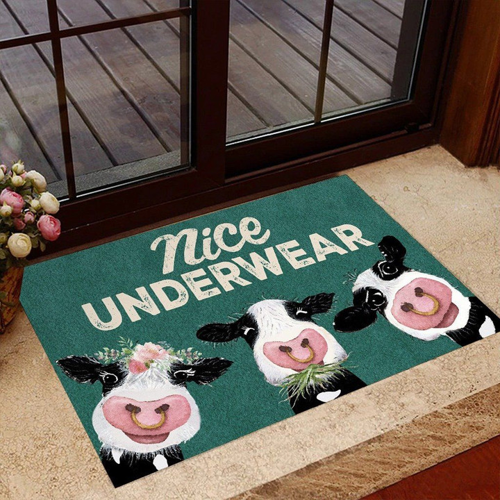 Cool Teal Design Doormat Home Decor Nice Underwear Funny Cow