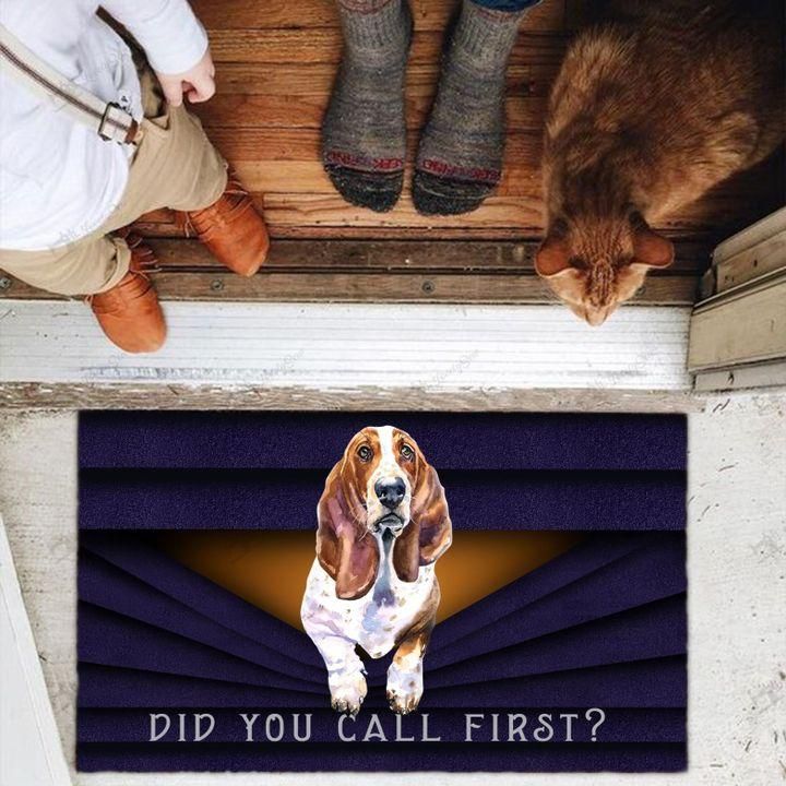 Adorable Basset Hound Did You Call First Doormat Home Decor
