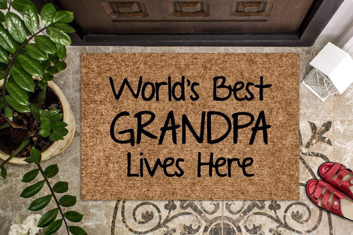 Cool Doormat Home Decor World's Best Grandpa Lives Here