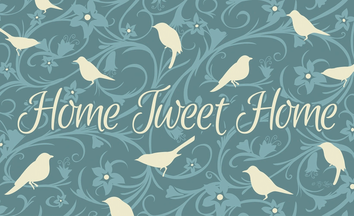 Home Tweet Home Bird On Blue Ornate Design Doormat Home Decor