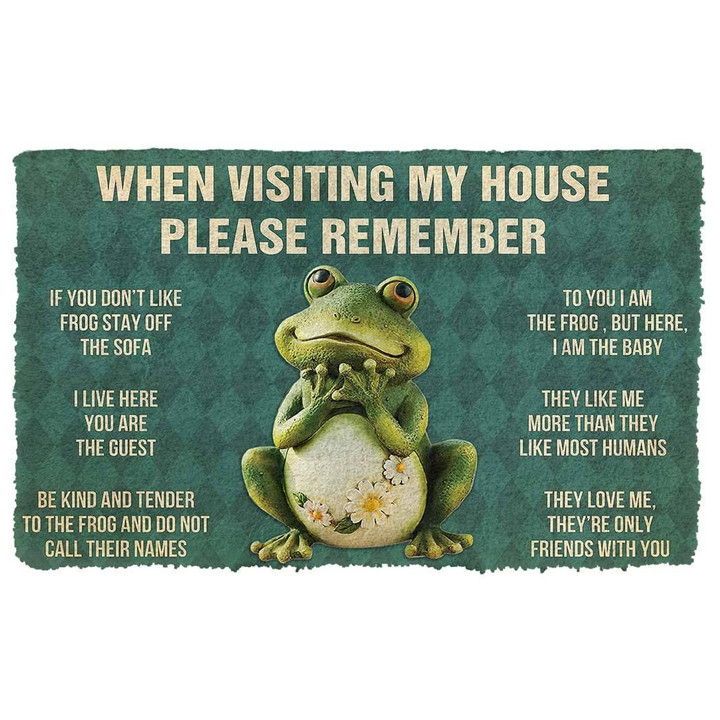 Doormat Home Decor Welcome Guests Please Remember Frog House Rules