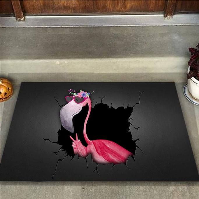 Summer Time Hello Flamingo Cracking Design Doormat Home Decor