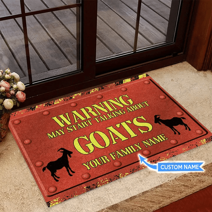 Goat Warning Start Talking About Goats Custom Name Design Doormat Home Decor
