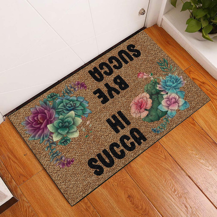 Hi Bye Succa Succulent Aesthetic Art Design Doormat Home Decor