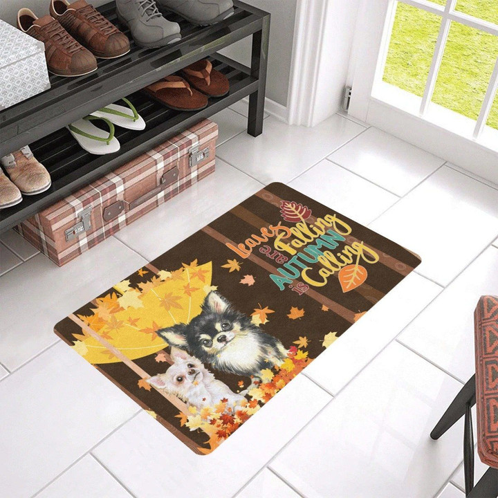 Sweet Chihuahua Leaves Are Falling Design Doormat Home Decor