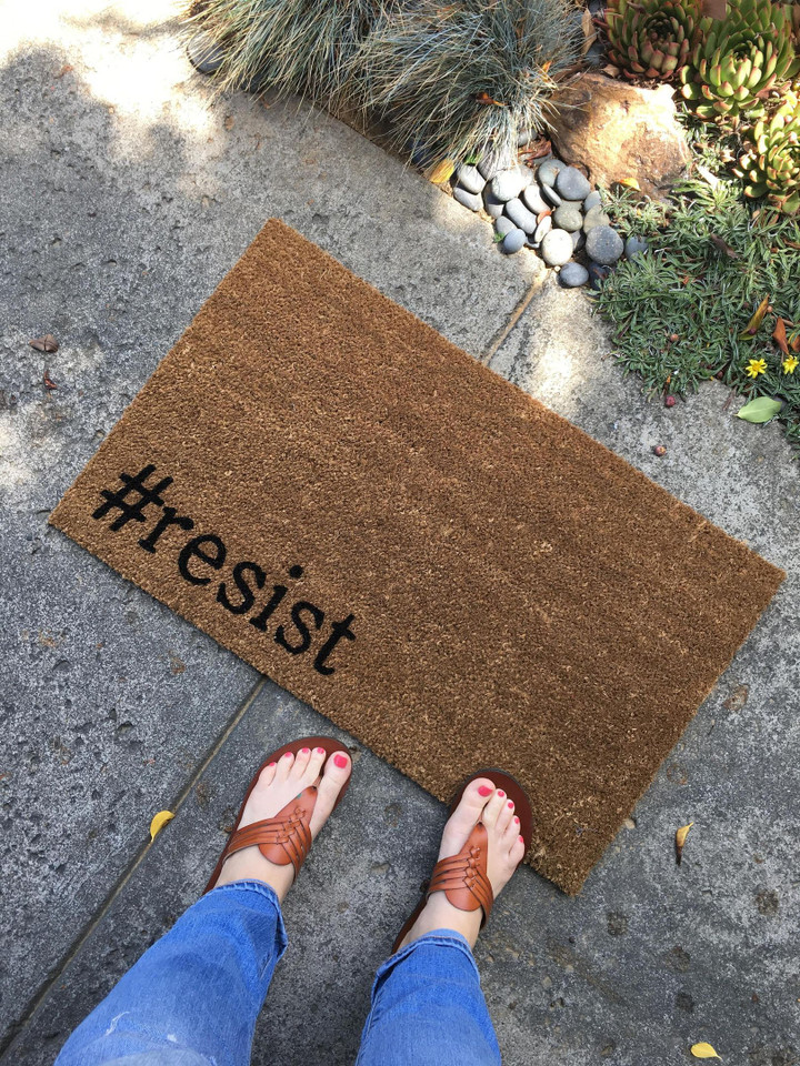 Modern Hashtag Resist Political Design Doormat Home Decor