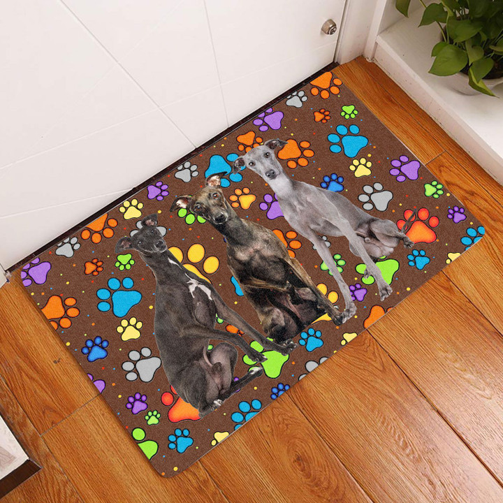 Gift For Dog Lovers Colorful Dog Paws Greyhound Design Doormat Home Decor