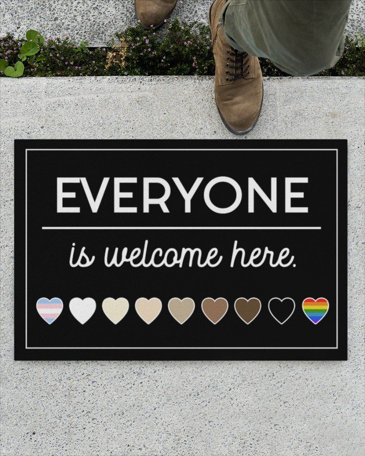 Human Rights Everyone Is Welcome Here Design Doormat Home Decor