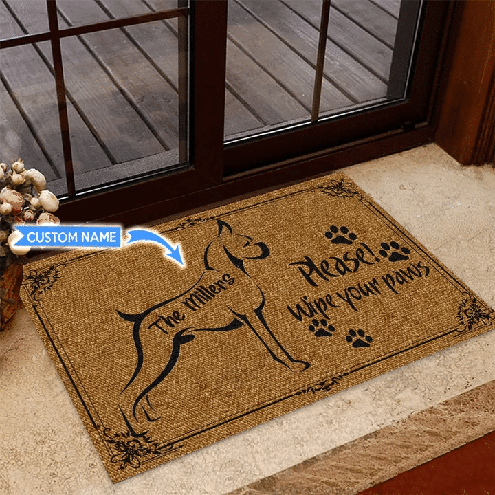 Custom Name Design Doormat Home Decor Boxer Wipe Your Paws Gift For Dog Owners