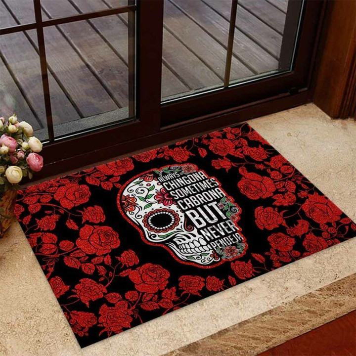 Doormat Home Decor Always Chingona Latina Women Sugar Skull Roses