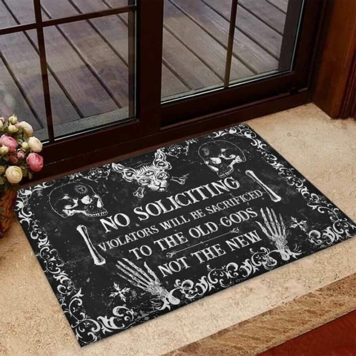 No Soliciting Witch Happy Halloween Design Doormat Home Decor