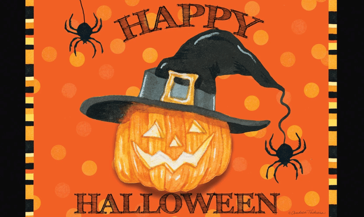 Happy Halloween Spiders And Witch Pumpkin Design Doormat Home Decor
