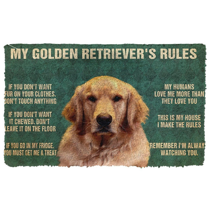 My Golden Retriever's Rules Design Doormat Home Decor Gift For Dog Lovers