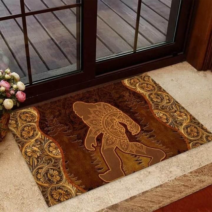 Giant Bigfoot Walking Leather Pattern Design Doormat Home Decor