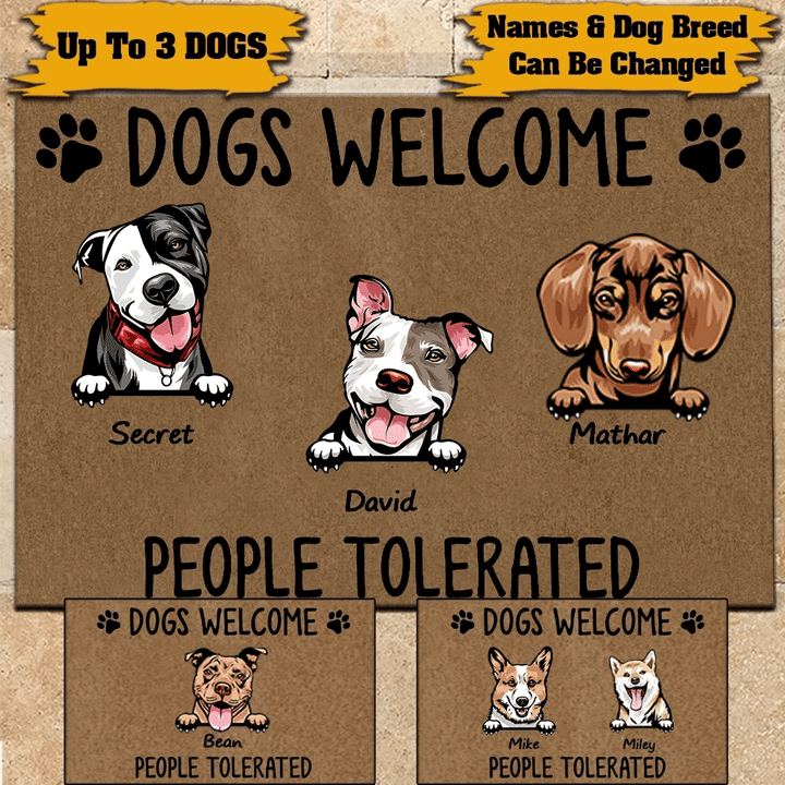 Custom Name Doormat Home Decor Dogs Welcome People Tolerated For Dog Owners