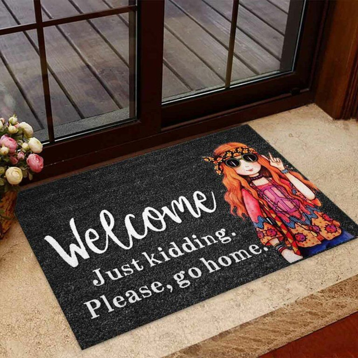 Welcome Just Kidding Please Go Home Hippie Design Doormat Home Decor