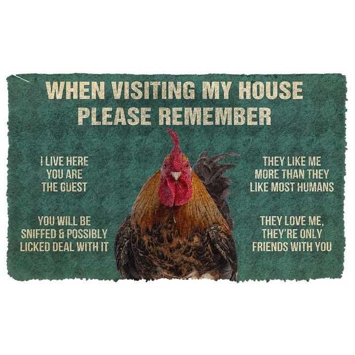 Retro Style Please Remember Roosters House Rule Design Doormat Home Decor