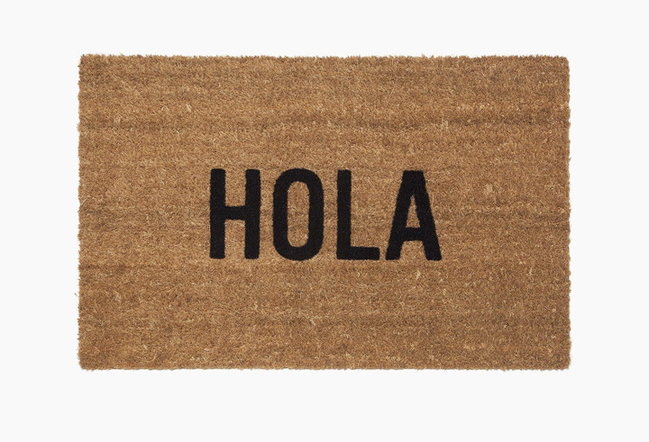 Hola Black Text Design Doormat Home Decor