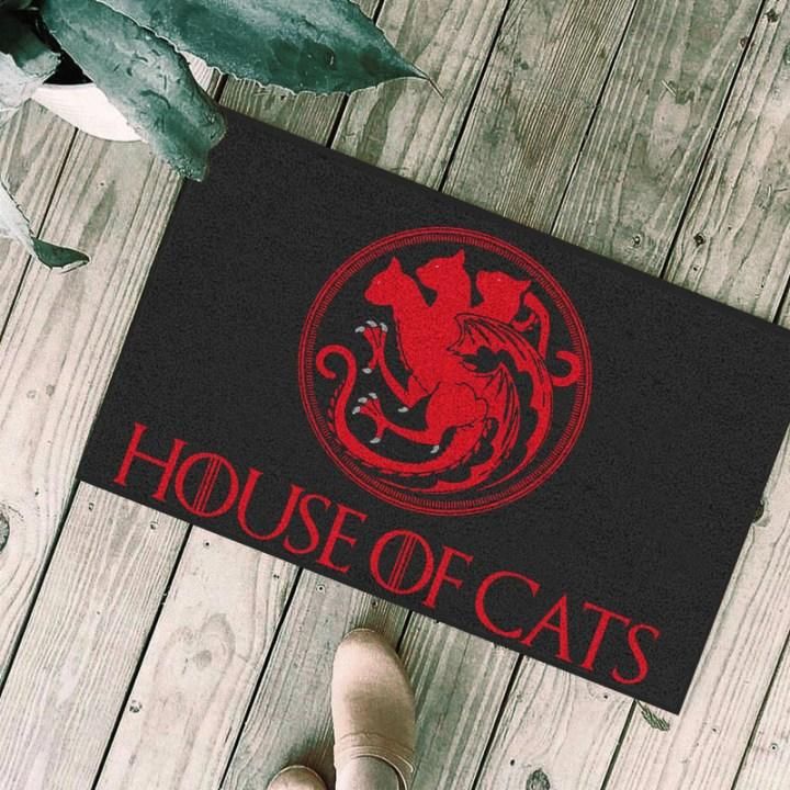 House Of Cats Dragon Viking Black Theme Design Doormat Home Decor