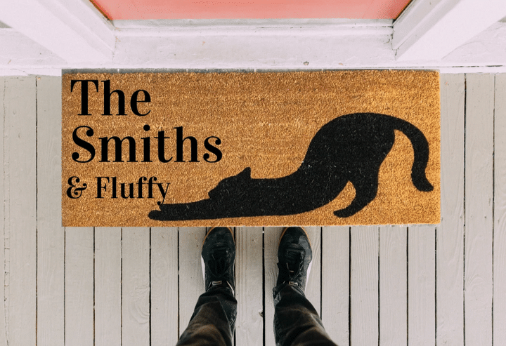 Gift For Cat Lovers Custom Name Doormat Home Decor